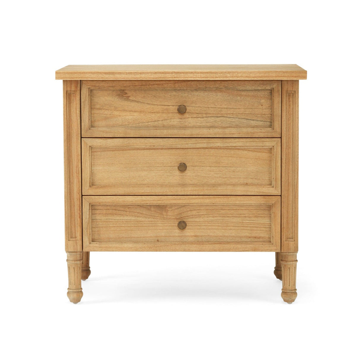 Hampton Cedar Bedside Table/ Nightstand – 3 Drawer – Weathered Oak – 0.7m